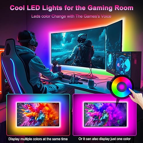 Miniatura 4 de Daymeet Tira de luces LED para TV, sincronización de música, retroiluminación LED para TV de 65 a 85 pulgadas, luces de TV de 16.4 pies, control