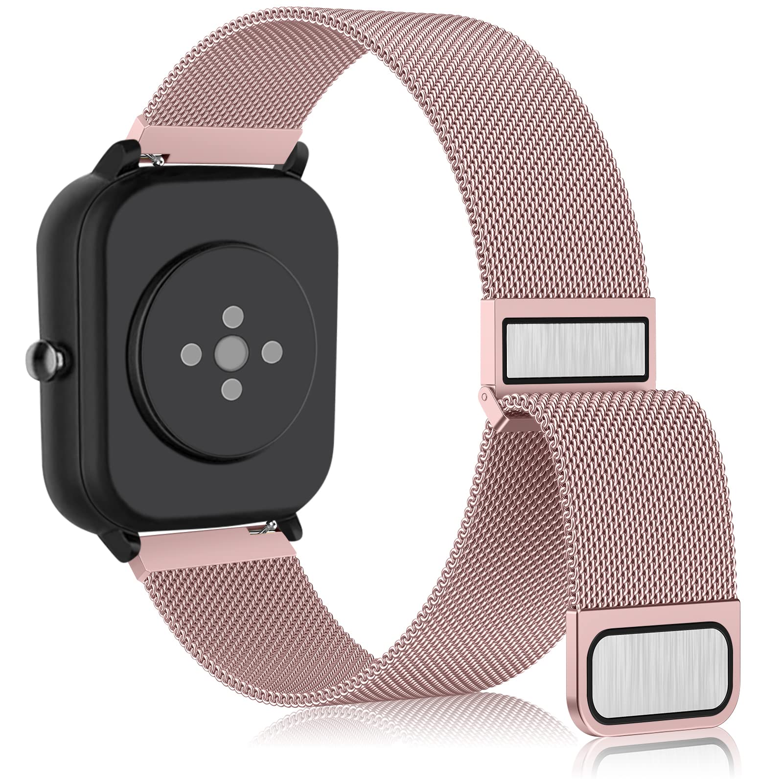 Yisica Correa Metal con Amazfit Active/Amazfit Bip U Pro/Bip 3 Pro/Bip U/Bip 3/Bip Mujere Hombre, 20mm Correa de Repuesto Ajustable para Amazfit Bip/Bip Lite/Bip S/Bip S Lite