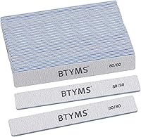 BTYMS 80/80 Grit Double-Sided Nail Files - Professional Coarse Emery Boards for Acrylic Gel Nails, 25 Pack