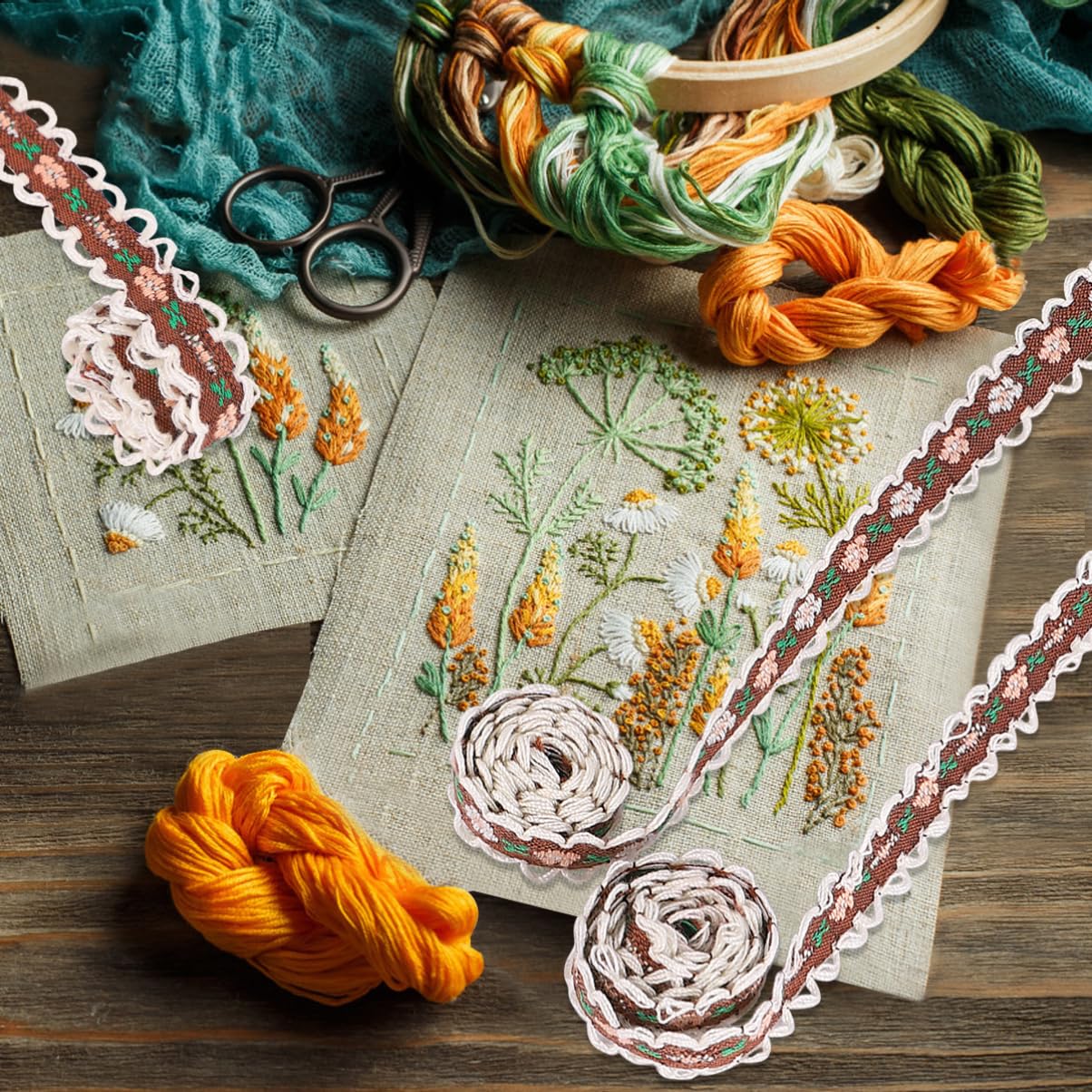 Operitacx 3piezas Accesorios De Ropa Encaje y Diseño Floral Cinta De Encaje Estrecha Para Trajes Antiguos Yards