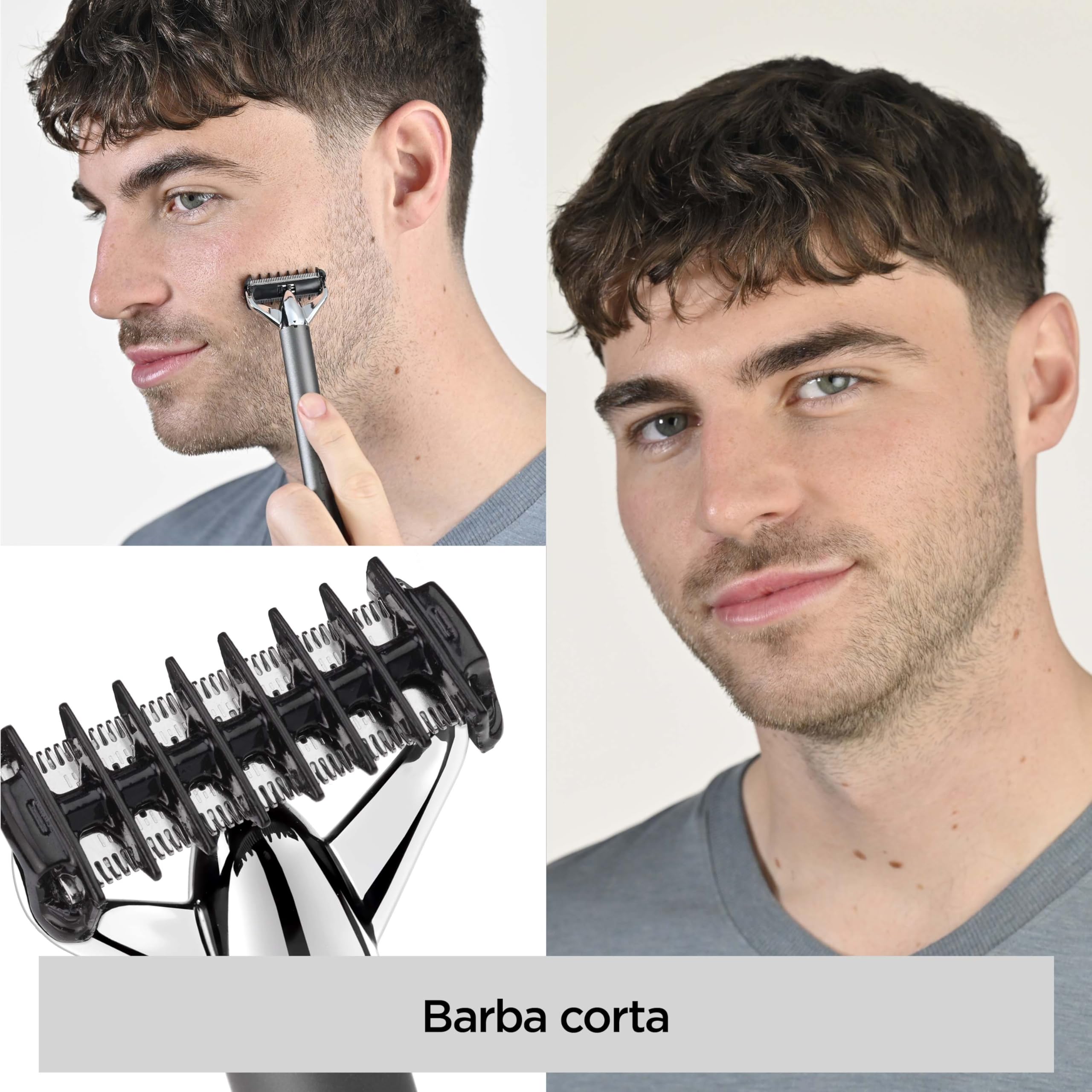 BaByliss X-Blade, Rasoio regolabarba, lame di precisione ultra-affilate, testina flessibile a 50°, 4 guide 1-5 mm, Batteria agli ioni di litio, 100& Waterproof, OT996E