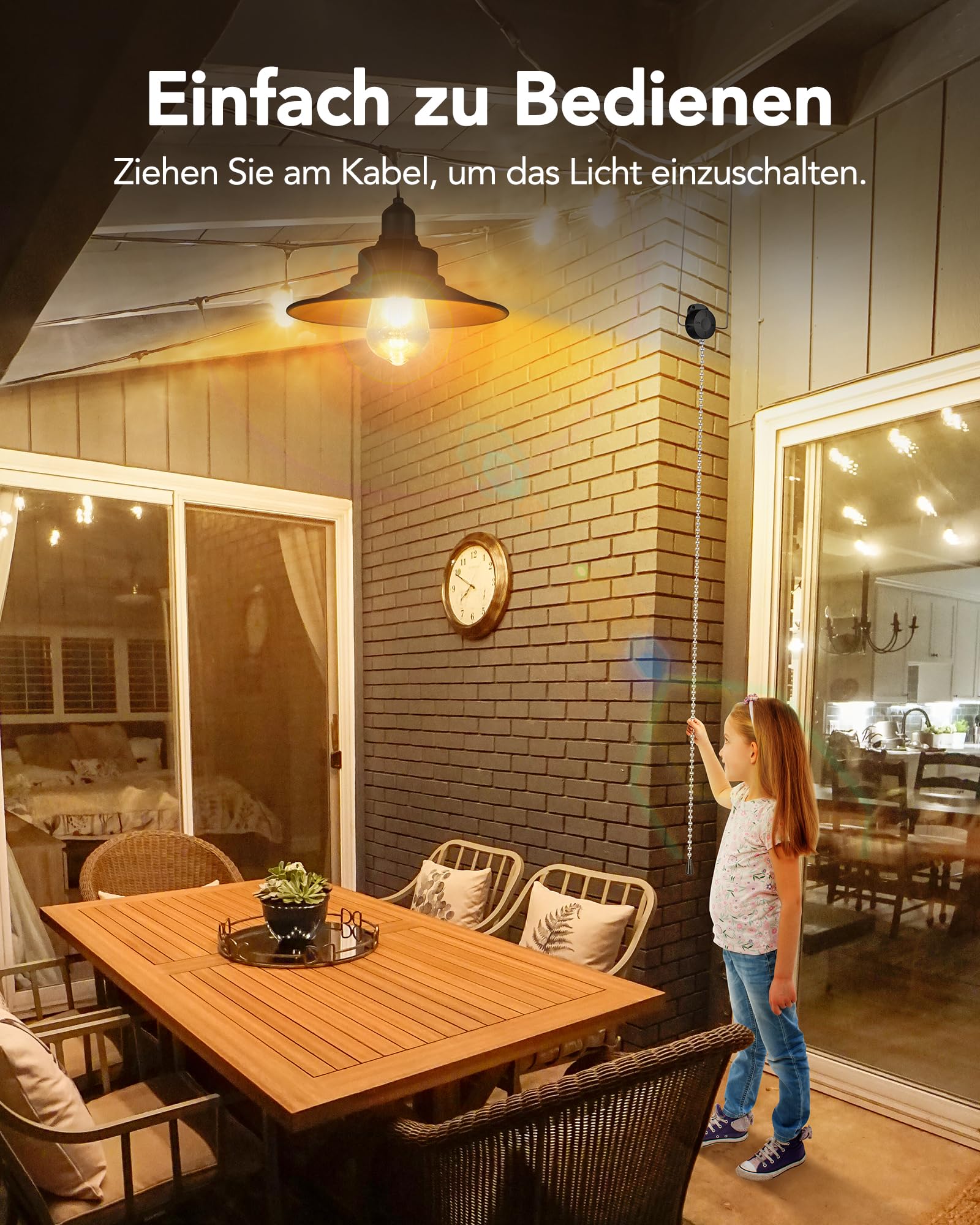 Solarlampen Hängeleuchte Außen Innen Zugschalter Solar Lampe Outdoor Pendelleuchte E27 IP65 Wasserdicht Garten