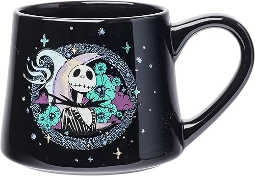 Silver Buffalo Nightmare Before Christmas Jack and Zero - Taza de cerámica cónica, 14 onzas