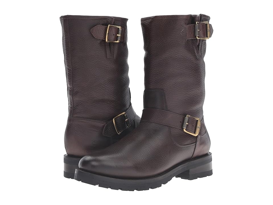 

Frye Natalie Mid Engineer Lug (Dark Brown Waterproof Waxed Pebbled Leather/Shearling) Women's Pull-on Boots