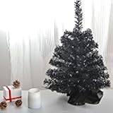 22-Inch Mini Artificial Christmas Tree – Tabletop Xmas in Black, for Holiday Home Decor, Desk, Mantel, Gift (Black)