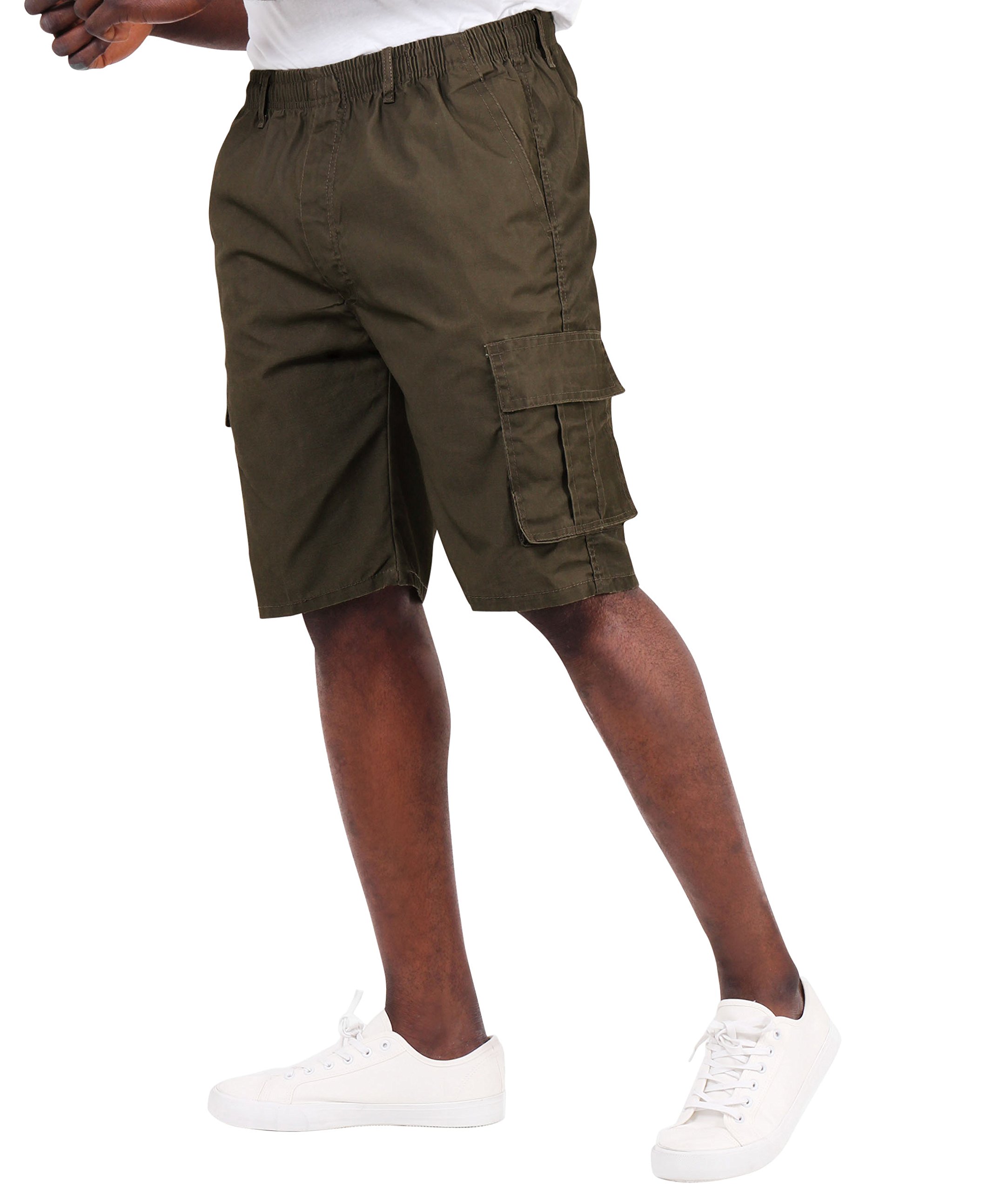 Krisp Menswear Basic Casual Elasticated Summer Beach Cotton Cargo Shorts US