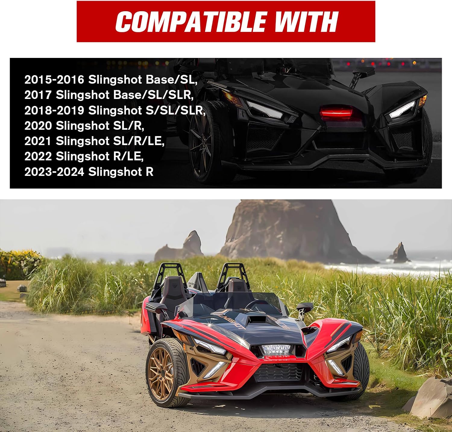 Rear Windshield for Polaris Slingshot S R SL SLR LE, Clear Hard-coted Polycarbonate Rear Wind Deflector for 2015-2024 Polaris Slingshot S R SL SLR LE Accessories