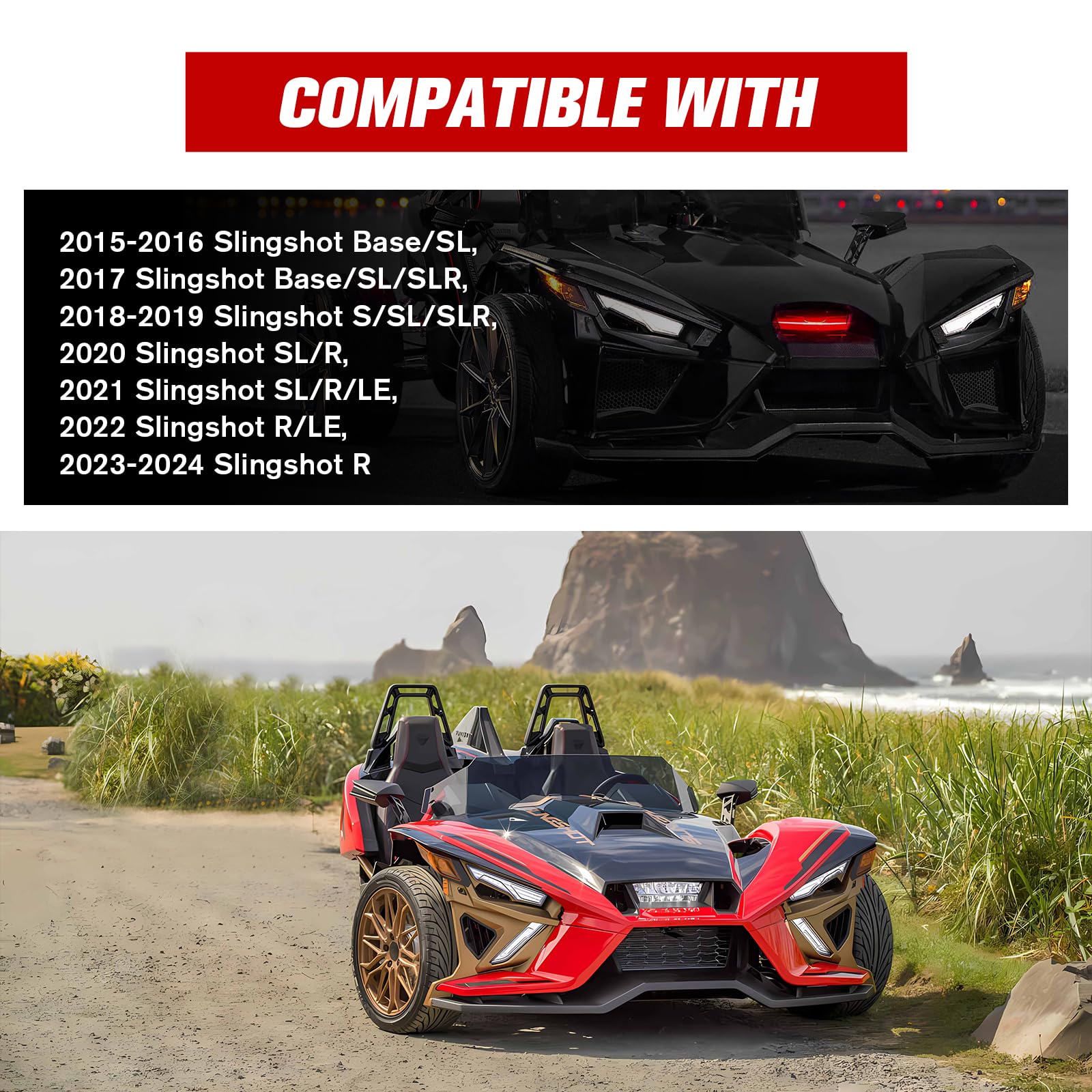 A & UTV PRO Polaris Slingshot Rear Windshield - Polycarbonate Brown Wind Deflector 2015-2024