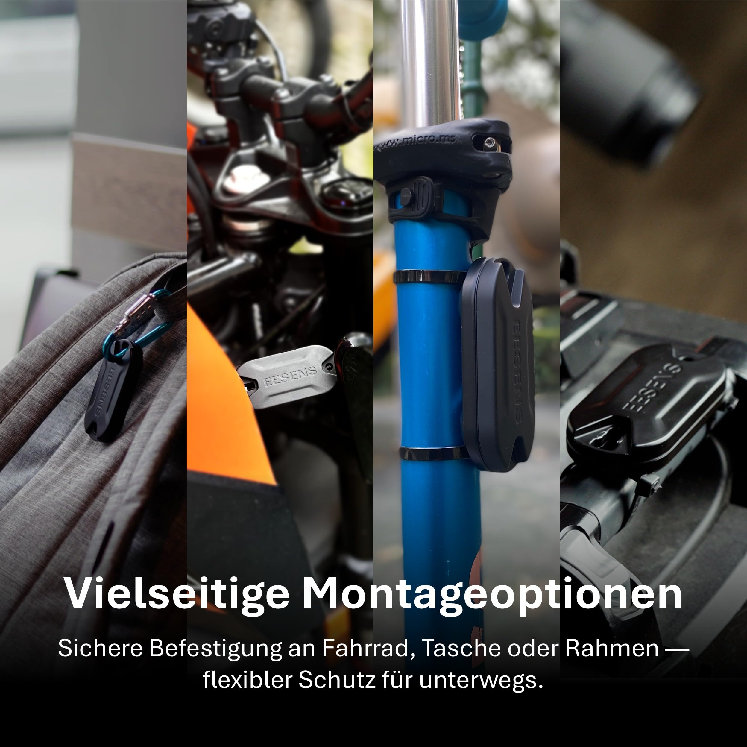 EESENS Dual Alert Guardian Alarmanlage mit Fernbedienung - 110dB Sirene & 240m kabelloser Diebstahlalarm - Diskret & Wetterfest für Fahrrad, Motorrad, Camping & mehr
