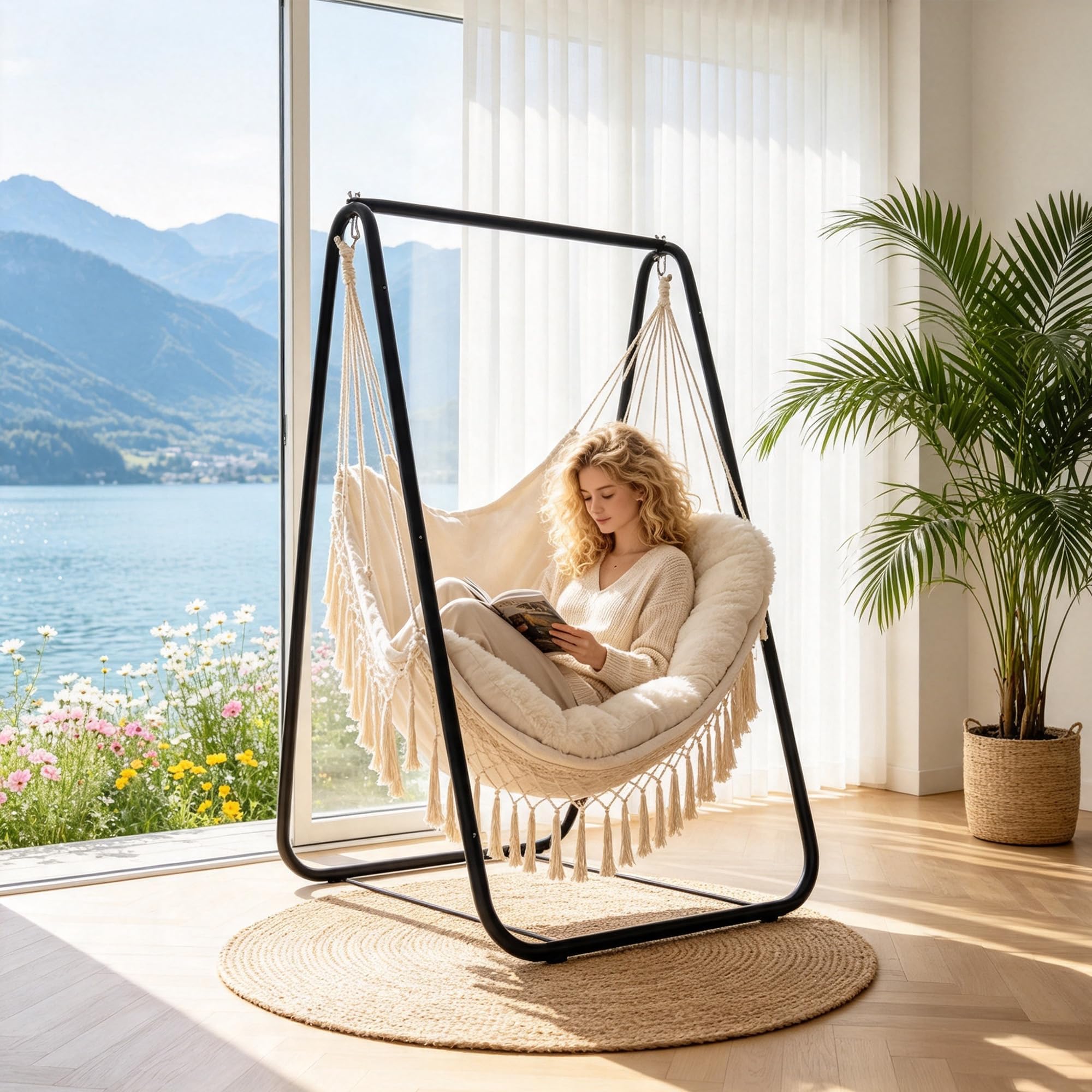 Support Sur Pied En Acier A-Shape, Support De Chaise Suspendu Exterieur