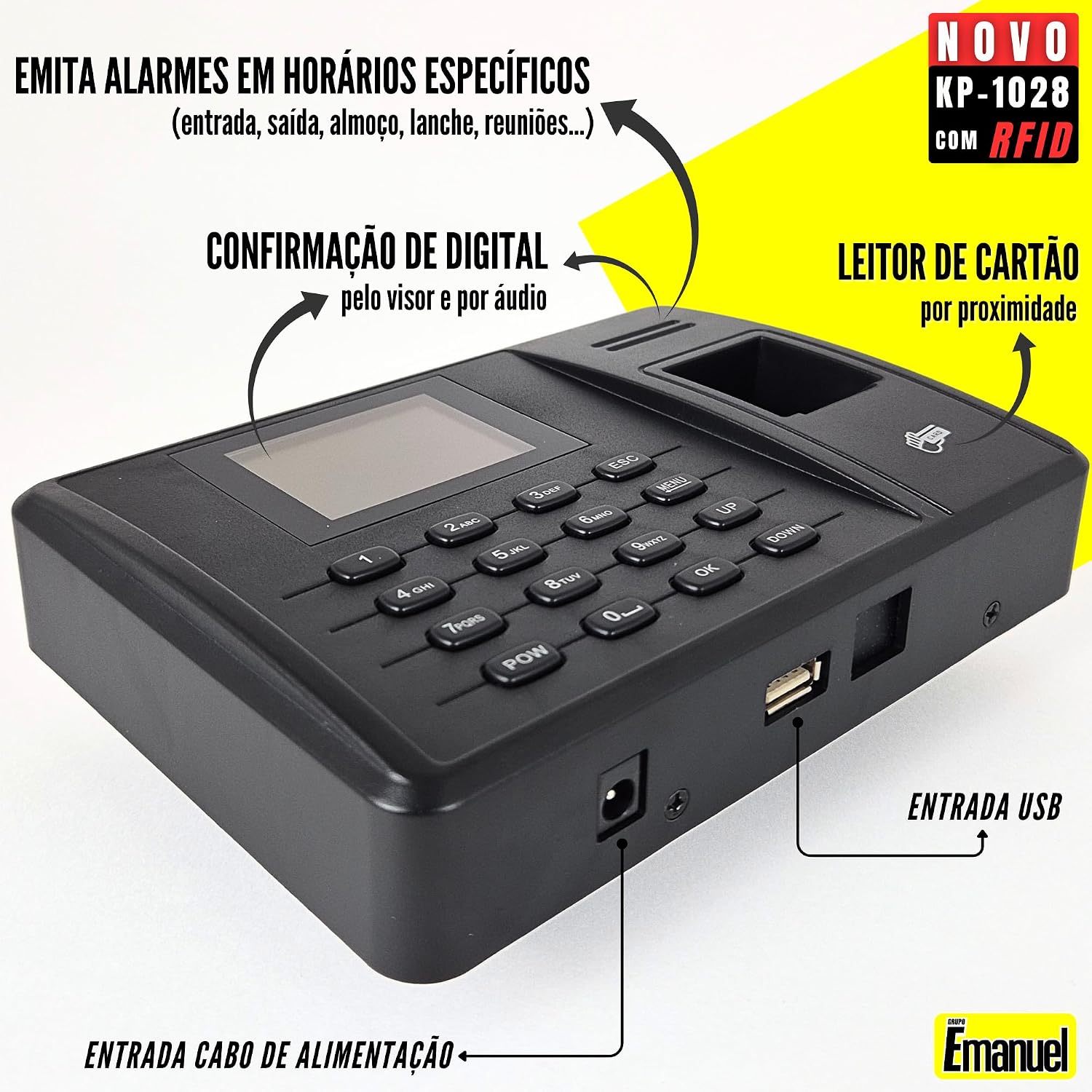 Relógio de Ponto Biométrico Digital Eletrônico Máquina Para Empresa Com Conexão USB Confirmação Sonora E Visual Impressão Digital Para Registro De Pontos Não Requer Instalação de Software