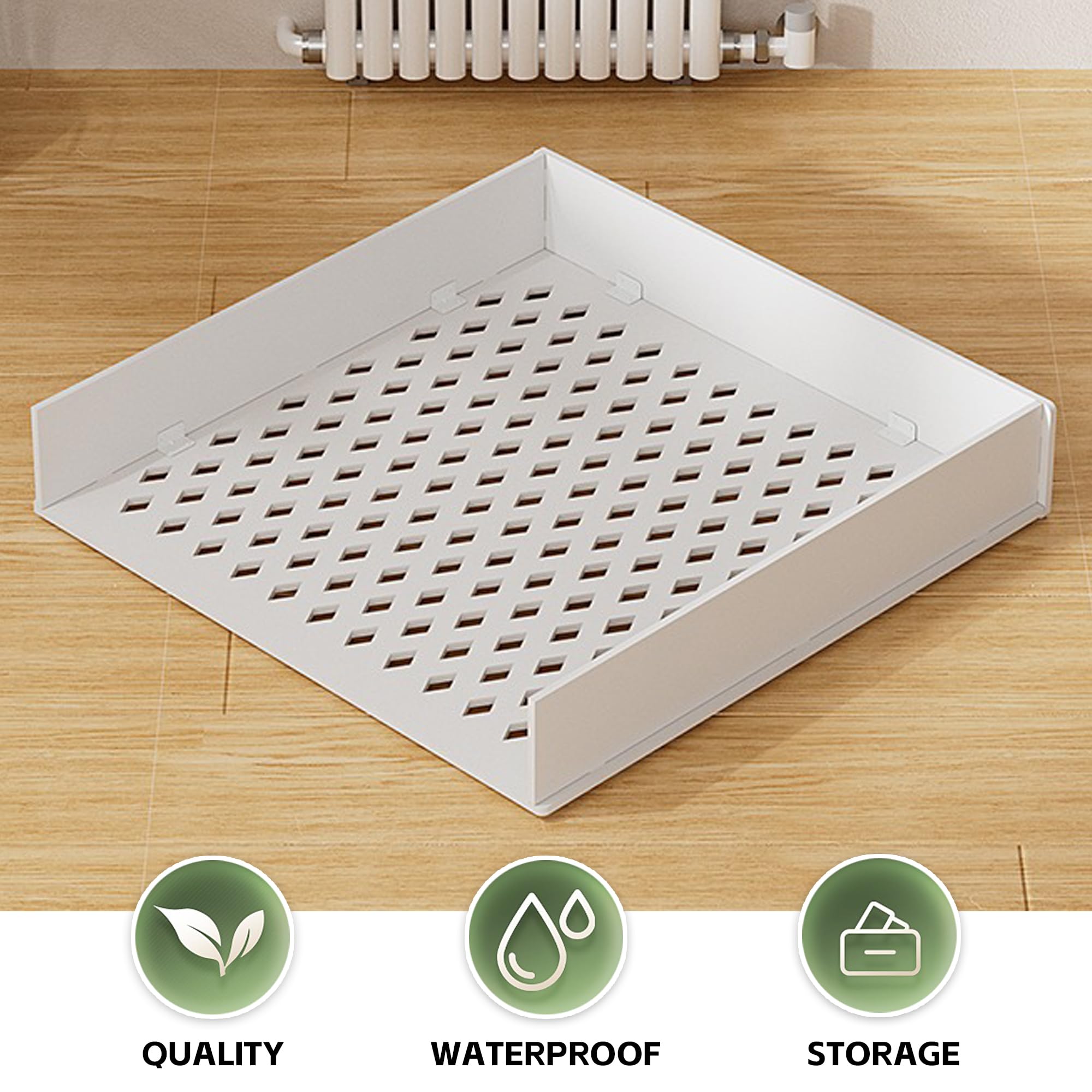 Copertura protettiva per termosifone, design traforato, mensola bianca per soggiorno, camera da letto, bagno, portaoggetti a pavimento