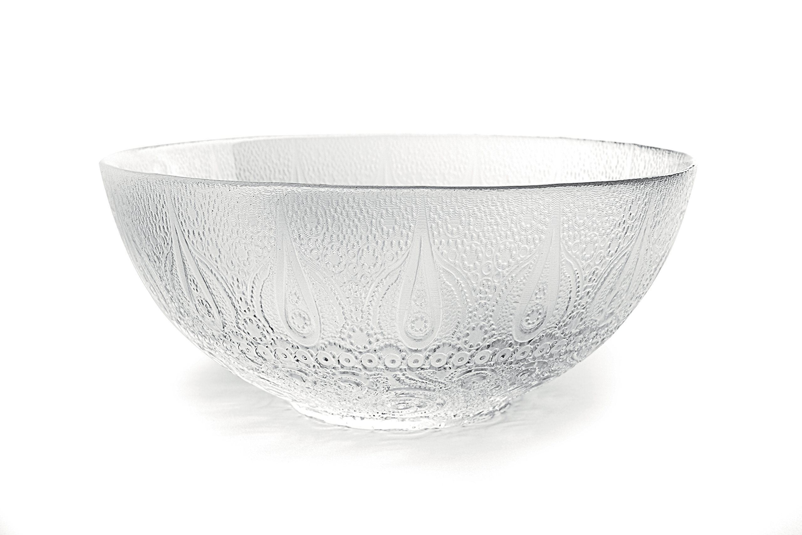 Excelsa Transparent Arabesque Salad Bowl, Glass, 23 X 23 X 10 Cm