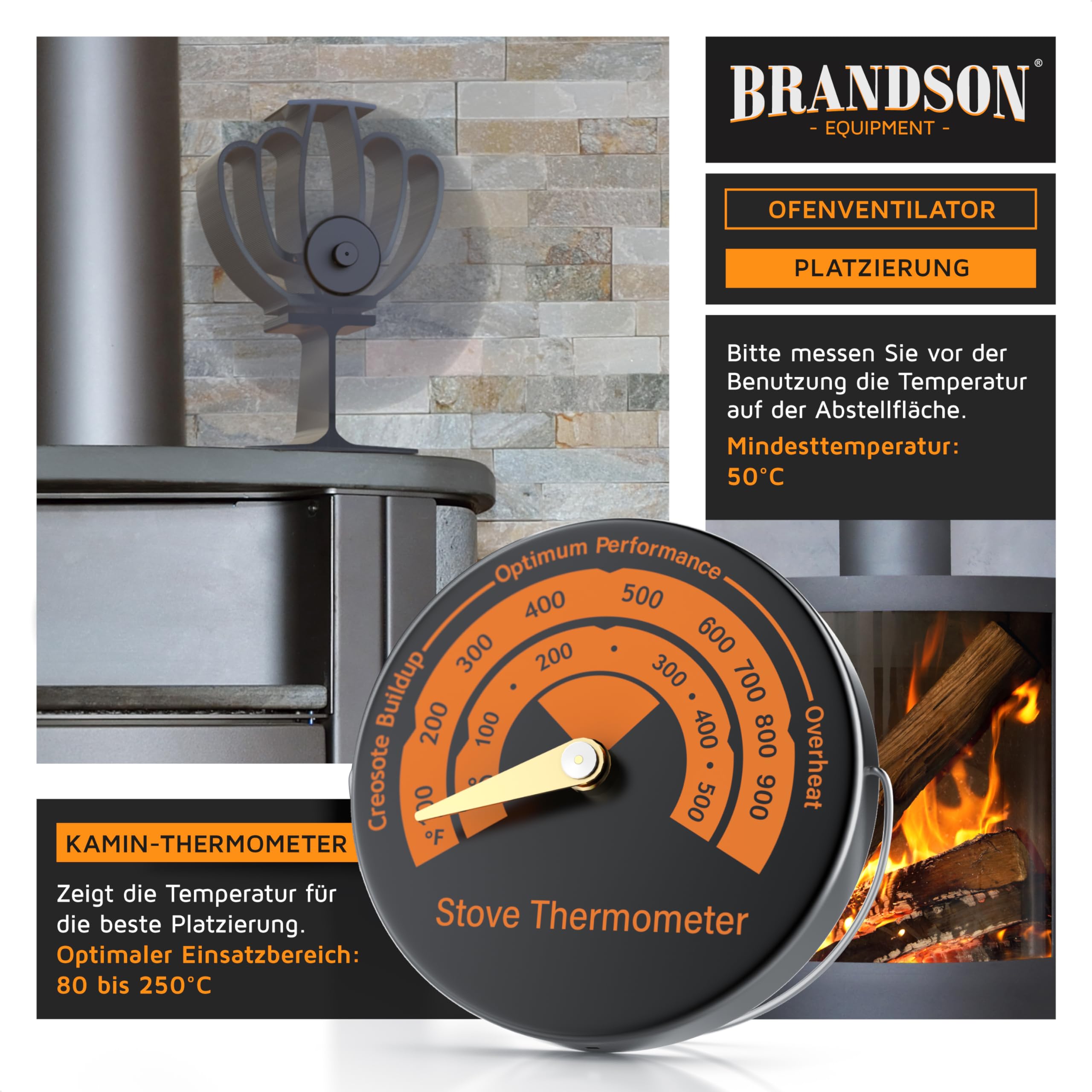 Advokingtap Ofenventilator Mit 12 Flügeln - Wärmebetrieben & Super Leise Für Kamin & Ofen