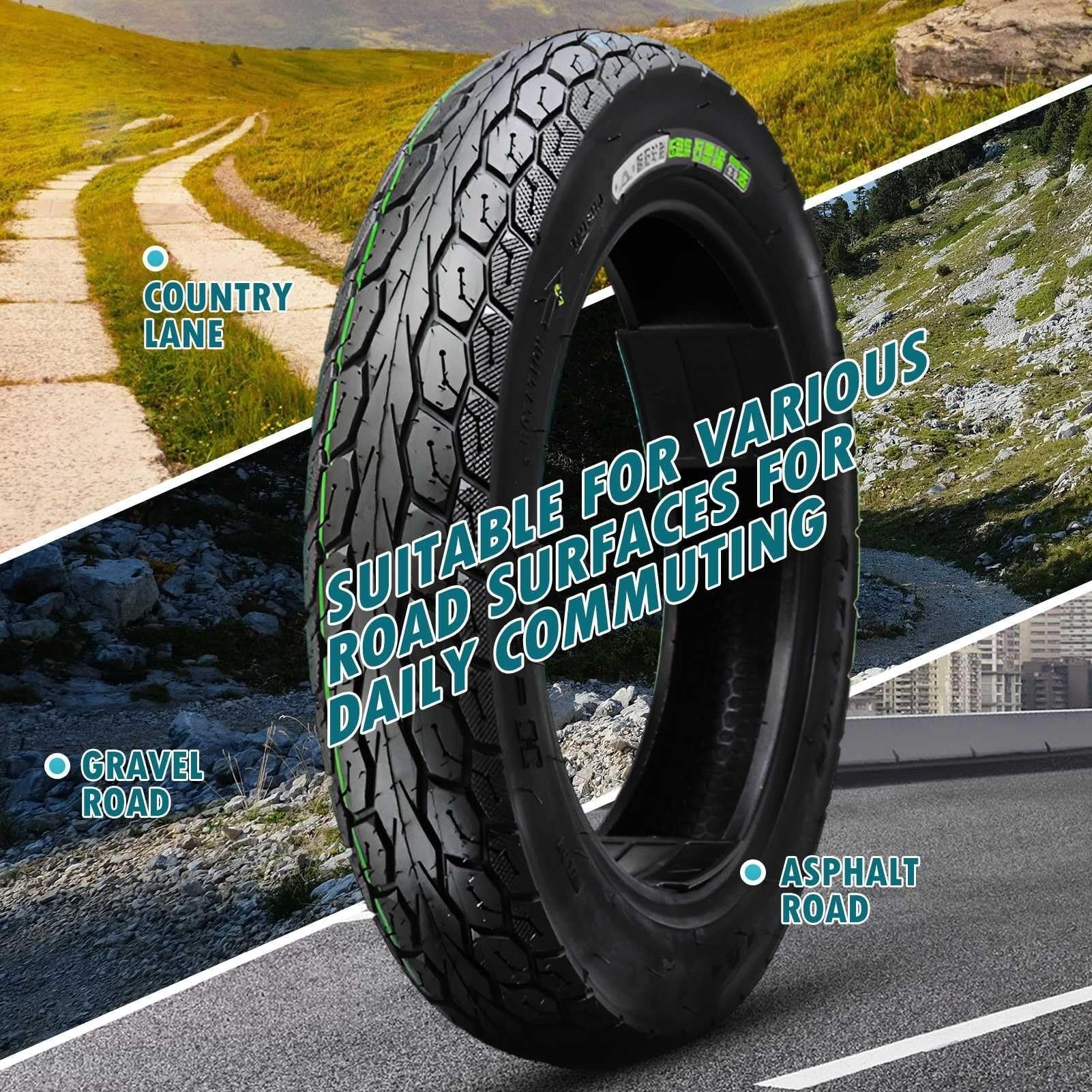2PCS 2.75-10 Opona bez Wewnętrznej Rury dla Motocykla i Skutera, Odporna na Przebicia i Zużycie, 6PR, Klasa Prędkości 42J, Obciążenie do 150 kg, dla Przedniego i Tylnego Koła