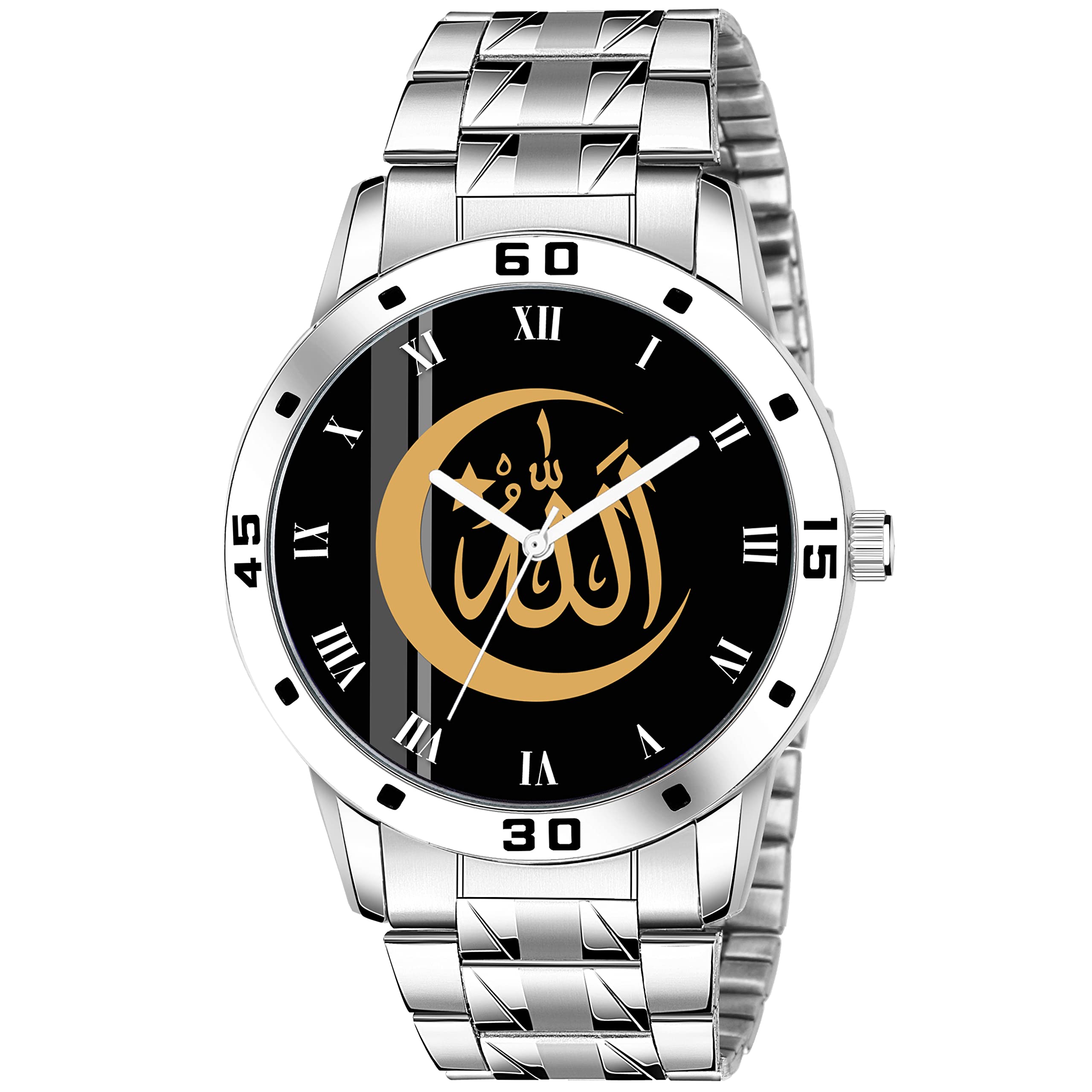 Skoal Analogue Islamic Allah Chand Design Round Roman Dial Latest Fashion Attractive Black Leather Strap Stylish Wrist Watch for Men and Boys, Pack of 1 - RMNAVOSLSTL (B0CG2FK7T8) Amazon Price History, Amazon Price Tracker