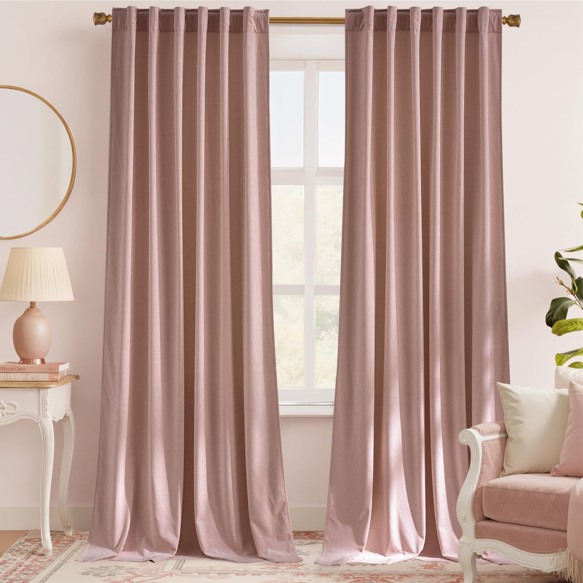 NICETOWN Dusty Pink Velvet Curtains