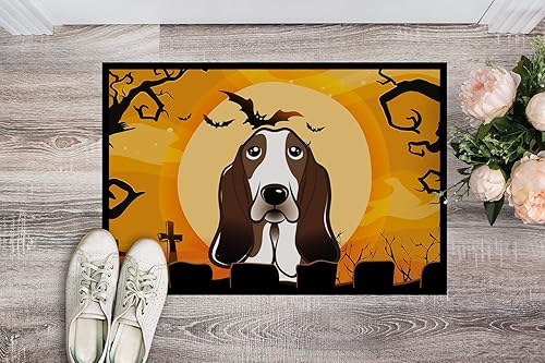 Miniatura 2 de Carolines Treasures BB1801MAT - Tapete de Halloween Basset Hound tapete de bienvenida para interiores o exteriores tapete de bienvenida de 18 x 27