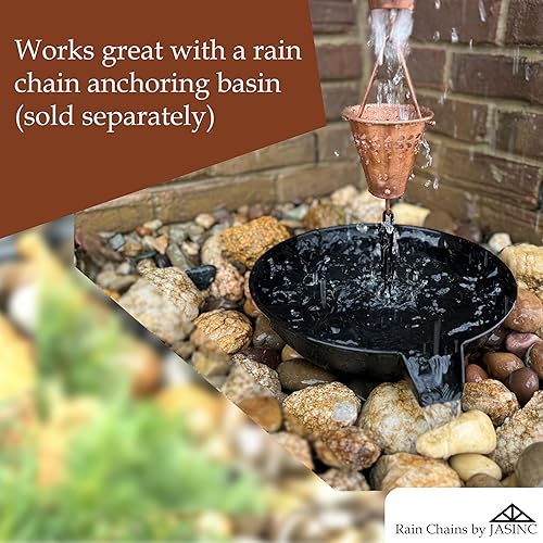 Miniatura 3 de Copas Fiona de 8.5 pies de cobre puro, para reemplazar la canaleta de techo, con kit de instalación, colector de agua de lluvia/desviador de agua,