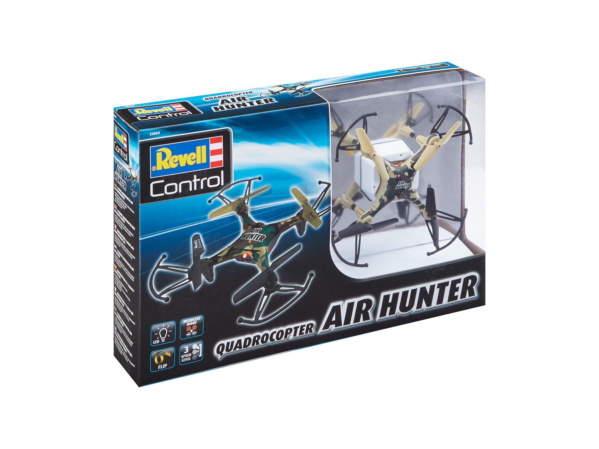 Revell RC Quadrocopter "Air Hunter" | zdalnie sterowany samolot | 3 poziomy prędkości | funkcja Flip | Tryb Headless | akumulator LiPo i kabel USB do ładowania | wygląd kamuflażu | od 12 lat