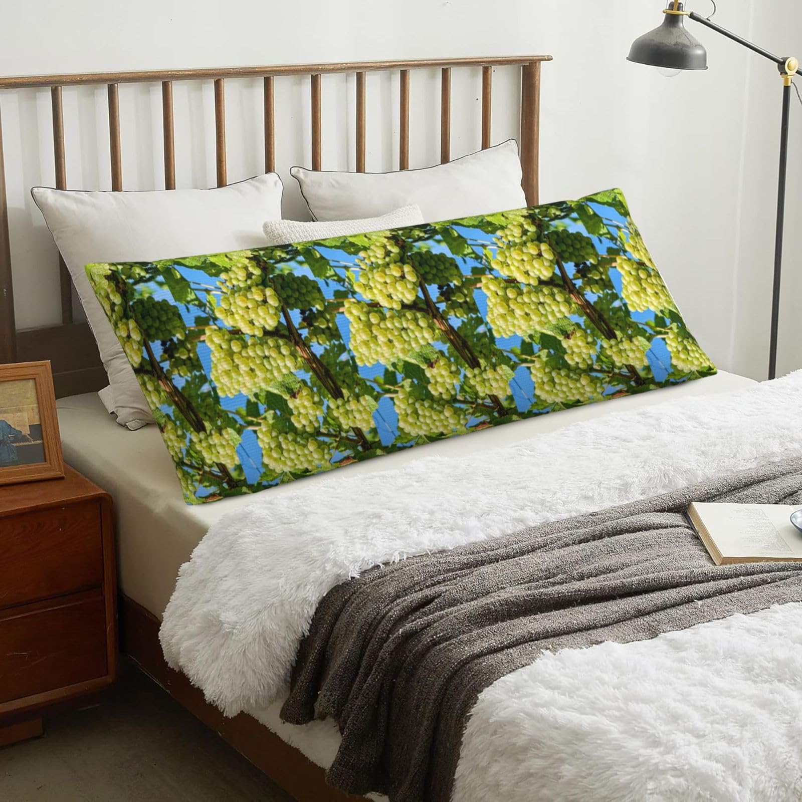 Grapes Fruit Vine Grapevine Winegrowing, Body Pillow Cover with Zipper,Long Body Pillowcase 20 x 60 in