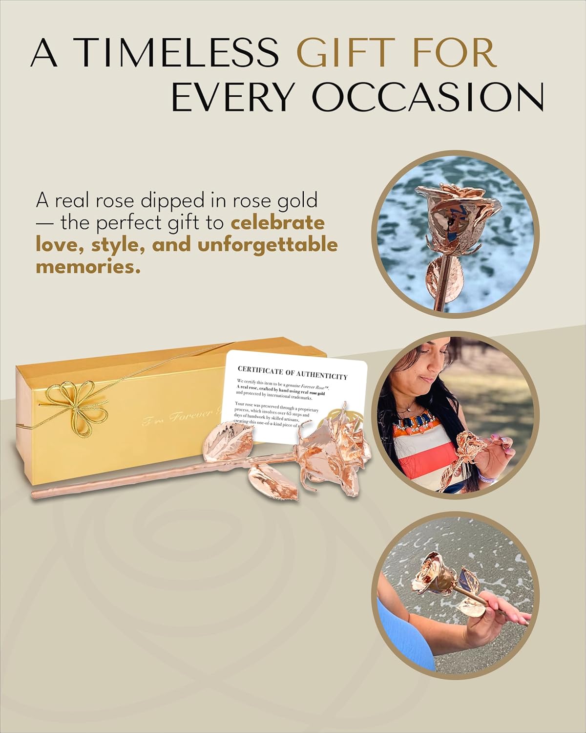 Forever Rose Real Rose Dipped in Rose Gold, Handcrafted Preserved Rose in Luxury Gold Gift Box, Romantic Gift for Her, Elegant Keepsake for Anniversary, Valentine's Days, or Birthday. - Image 5