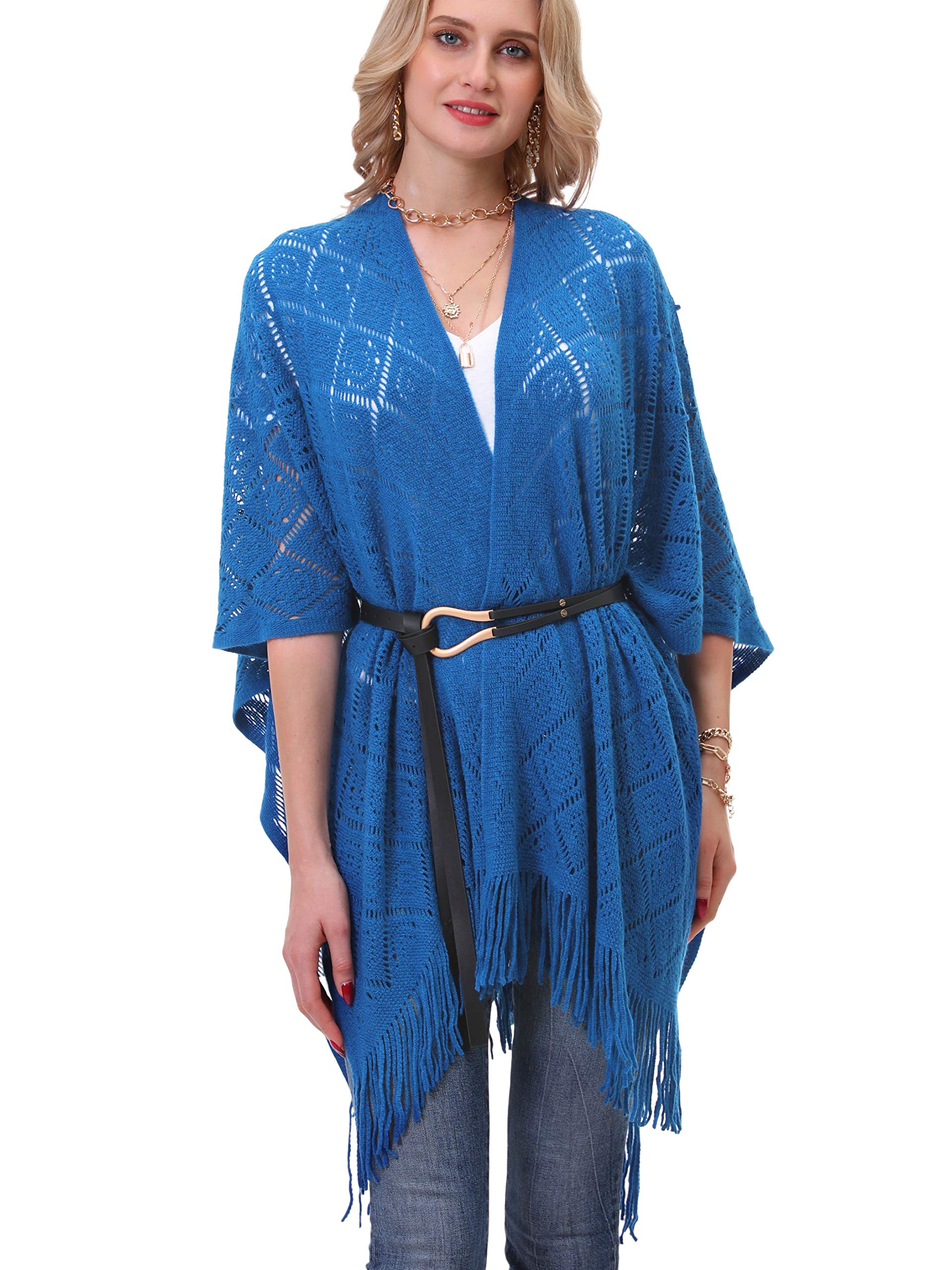 soul young Chale Femmes Tricot Gilet Poncho, Cape Grande Soiree Taille Cardigan Kimono Wrap Pashmina