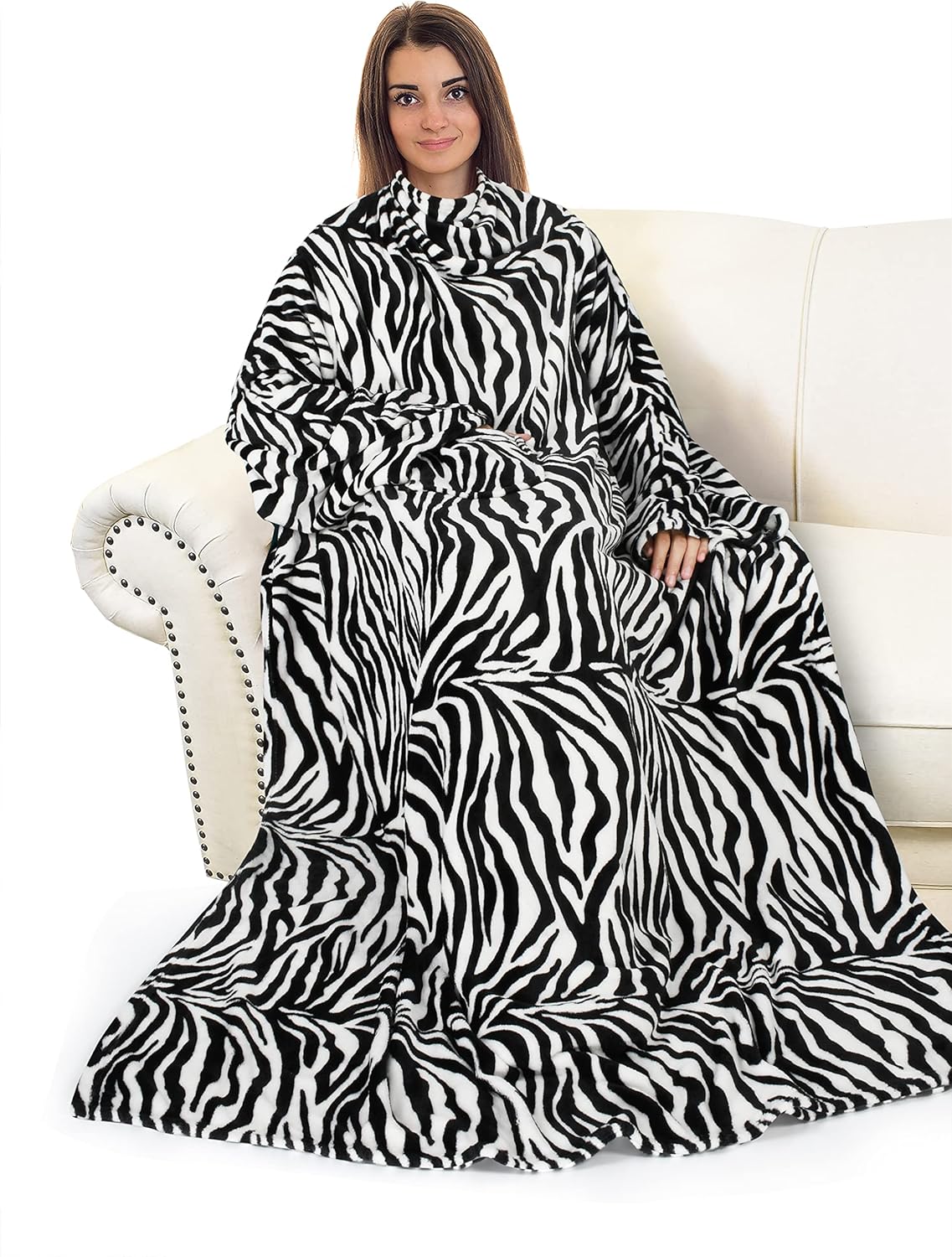 Catalonia Wearable Blanket w/Sleeves Pocket Super Cozy Soft Fleece Throw Blanket - Picture 195 of 201