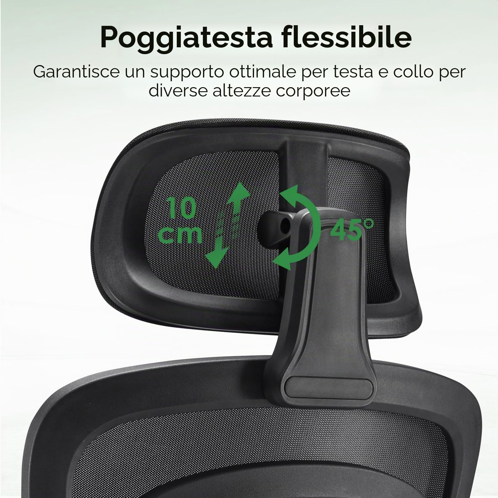 Farini Sedia ergonomica per ufficio, computer con ruote, scrivania per casa, ufficio, altezza regolabile, con poggiatesta