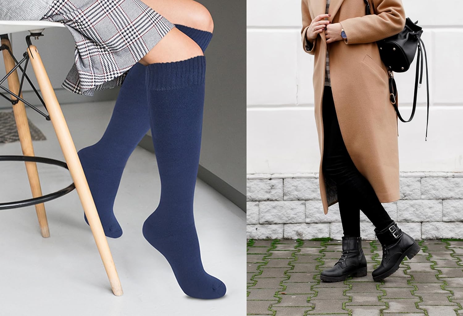 KONY Warm Knee High Socks for Women 3 Pairs, Thick Cotton Cushioned Thermal Long Socks for Hiking Work Gifts - Image 4