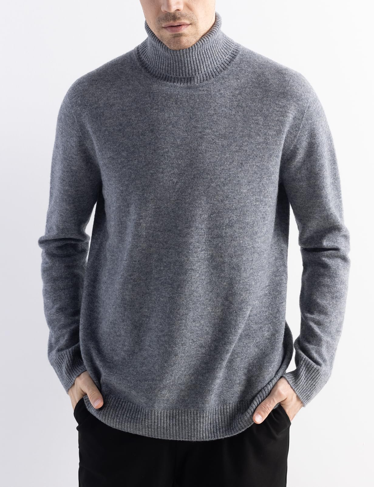 Chanyarn Herren-Pullover aus 100 % Merinowolle, für Herbst und Winter, erste Linie, bereit zum Tragen, hoher Halsausschnitt, langärmelig, nahtloser Strickpullover