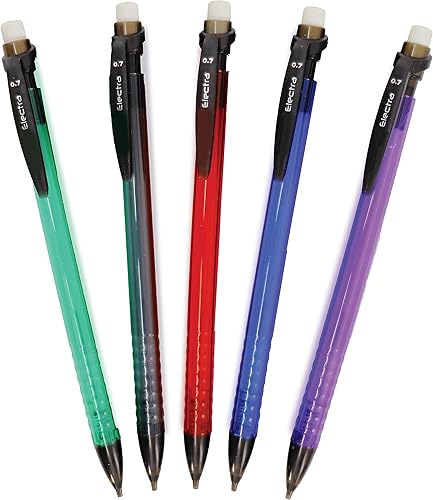 Lápices mecánicos de colores surtidos, punta media de 0.028 in, barriles translúcidos recargables, parte superior de borrador, juego de escritura Lápices mecánicos de colores surtidos, punta media de 0.028 in, barriles translúcidos recargables, parte superior de borrador, juego de escritura