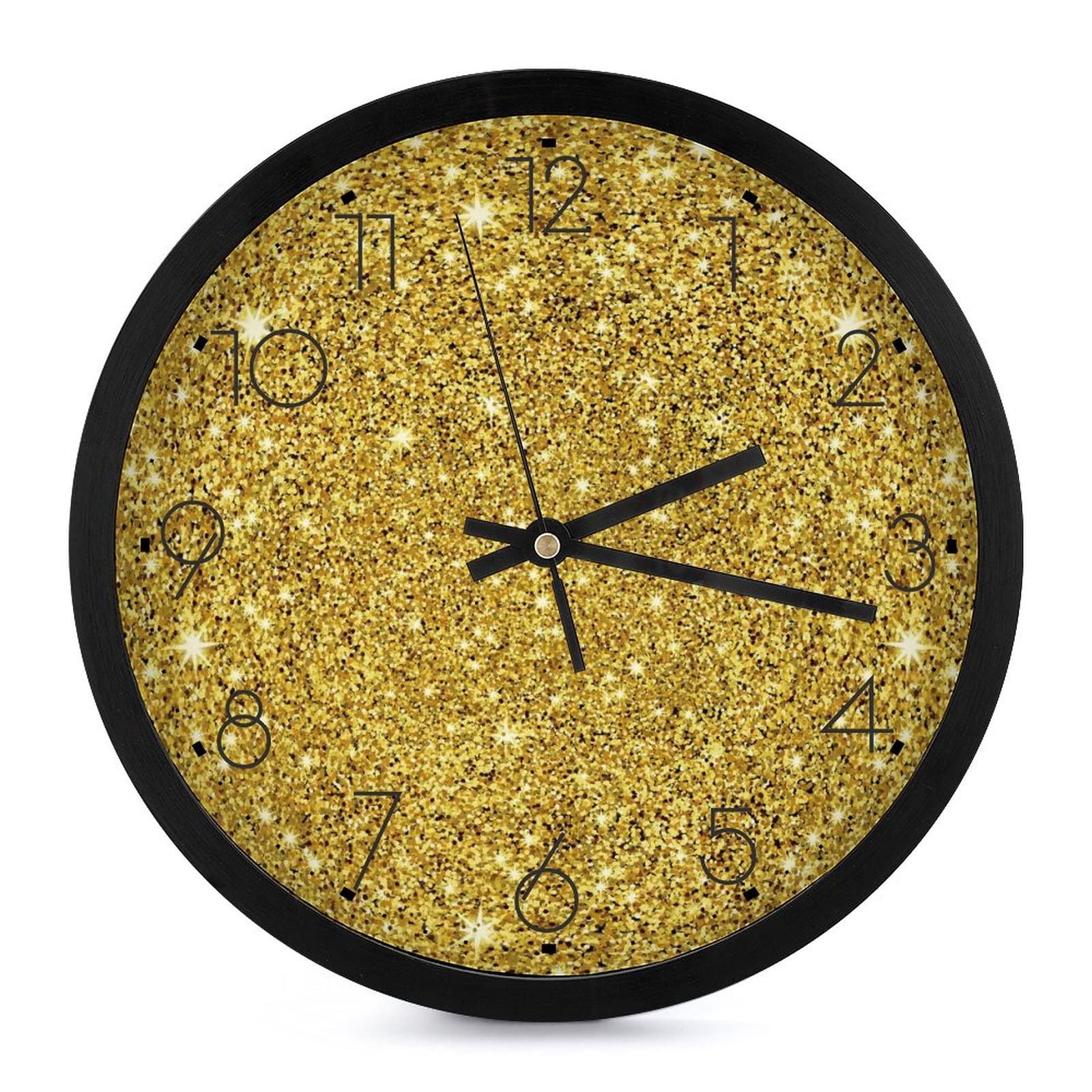 Pendule murale silencieuse paillette or 25cm horloge moderne école