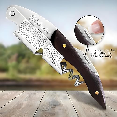 Miniatura 4 de WineOp - Abridor de vino profesional de lujo con doble bisagra, sacacorchos para camareros, sacacorchos para camareros, sumilleres y uso doméstico,