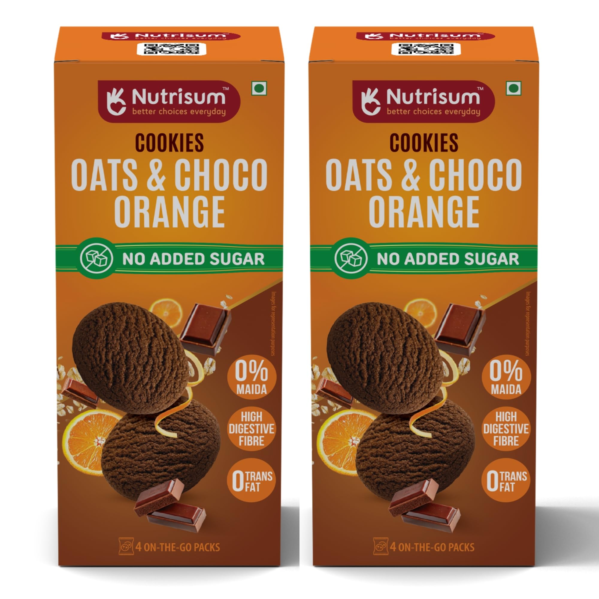 Nutrisum Oats Choco Orange Cookies | Pack of 2 x 70g each | Digestive High Fibre Biscuits | No Maida | Zero Trans Fat | No Added Refined Sugar | No Preservatives | Delicious Crunchy Snacks-image-27