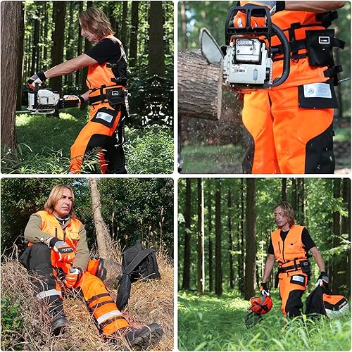 Miniatura 5 de Technical Wrap Motosierra Chaps por UL Clase A 8 capas Motosierra Pantalones Delantal Estilo Naranja Negro