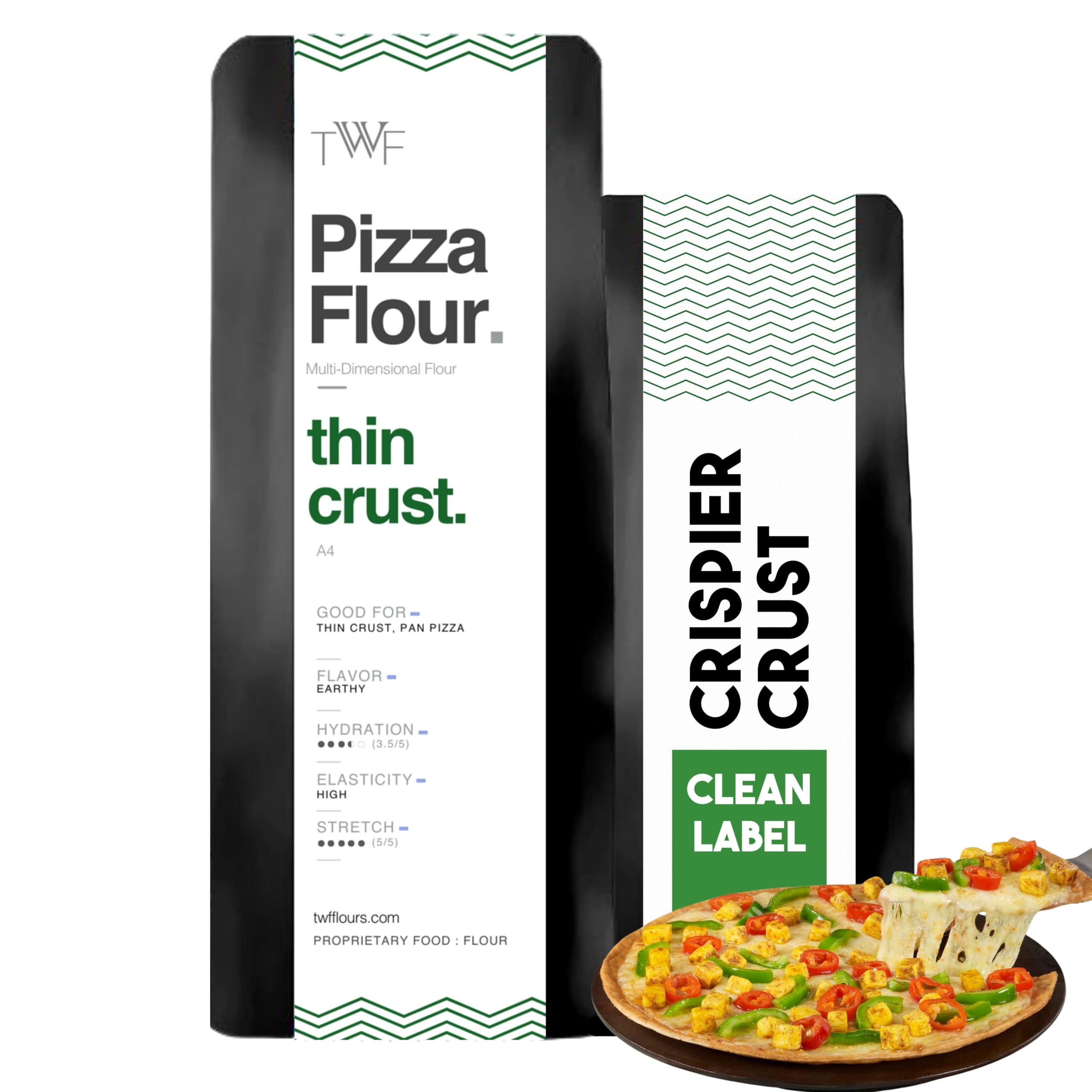 TWF Thin Crust Pizza Flour | 1Kg | Unbleached | Comes with Recipe | Flour 00 Alternative | High Stretch Ability | For Delicious, Crispy Pizza at Home | For Beginners and Professionals Both | Neapolitan Alternative