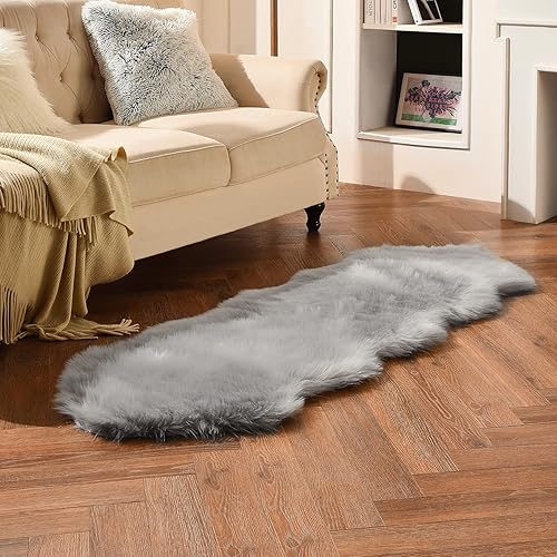 Vista 212 de duduta Tapete redondo de piel de oveja sintética color púrpura de 4 x 4 pies, peludo y mullido, lavable a máquina