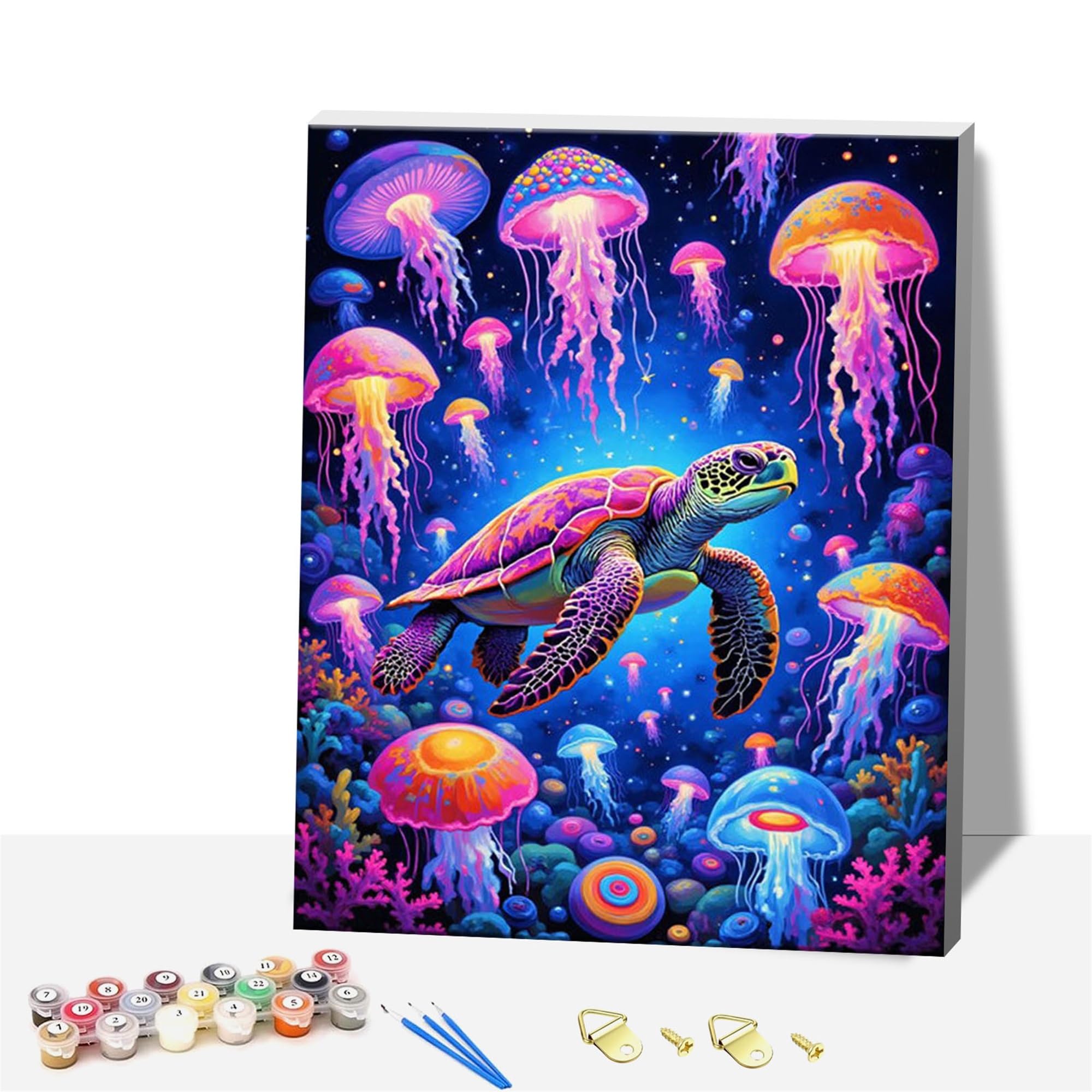 Nanjdian Sea ​​Turtle Wooden Framed Paint By Number For Adult,Diy Painting Kits For Adults,Color By Numbers,Small Paint By Number Canvas Crafts Watercolor For Beginners Hoom Decor (Sea ​​Turtle)