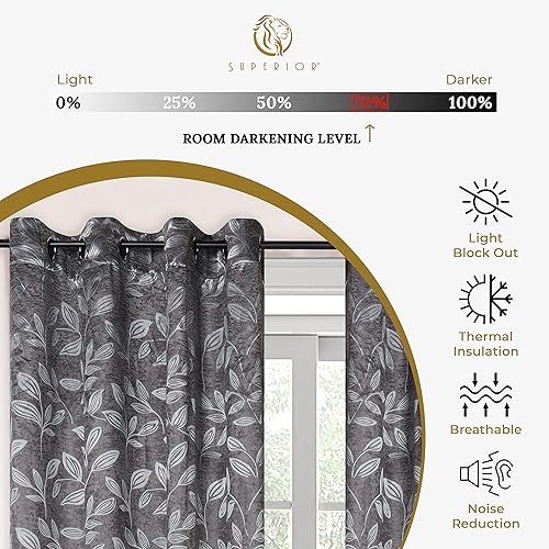 Miniatura 3 de Superior Cortinas opacas, oscurecimiento de la habitación para dormitorio, bloqueo solar, térmicas, cortinas bohemias modernas, colección de hojas,