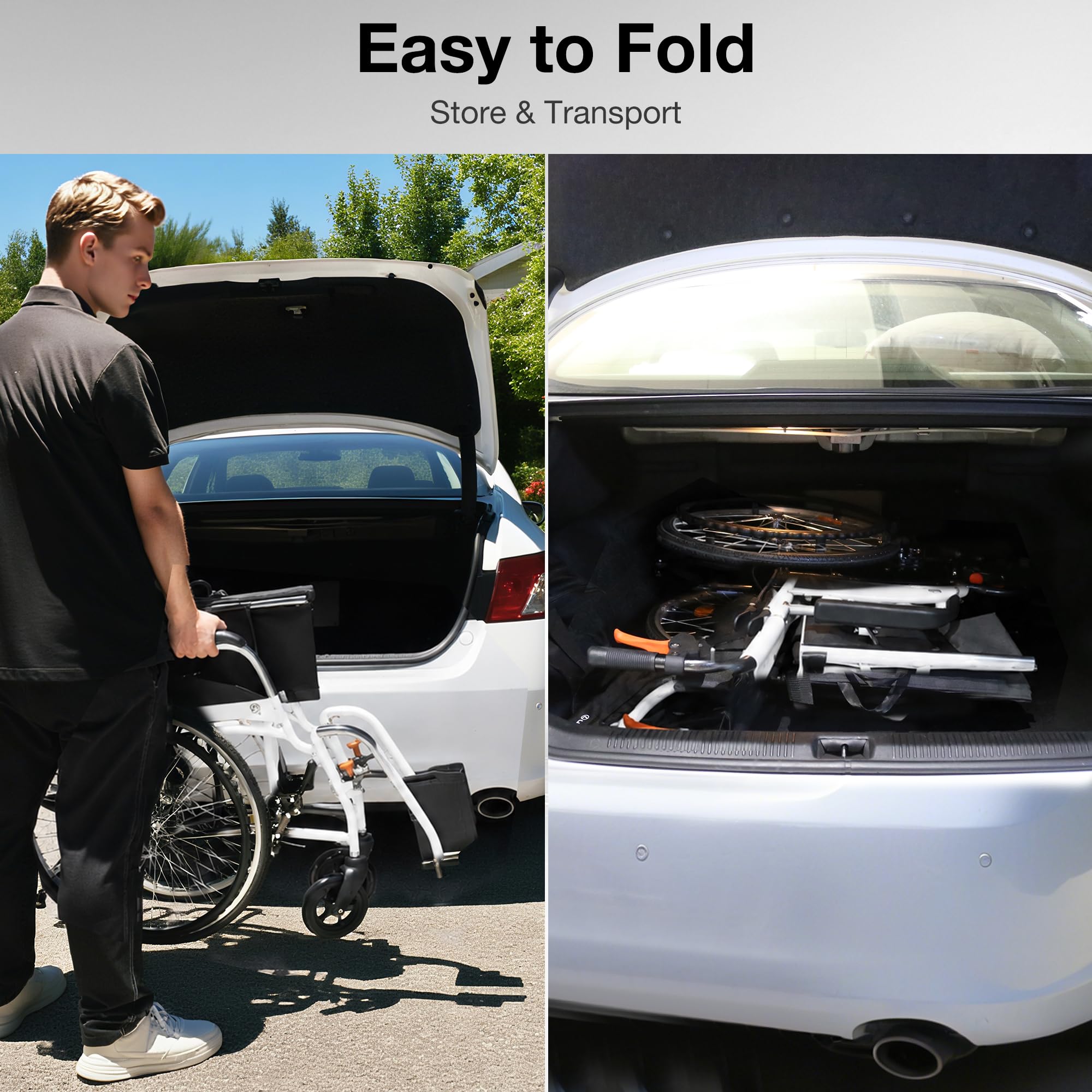 WHLICKS Folding Wheelchair - Lightweight & Durable -7