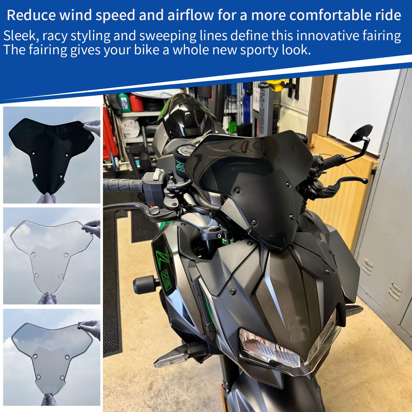 Amazon.com: SHINKXMT Motorcycle Windshield ZH2 Windscreen Air Flow