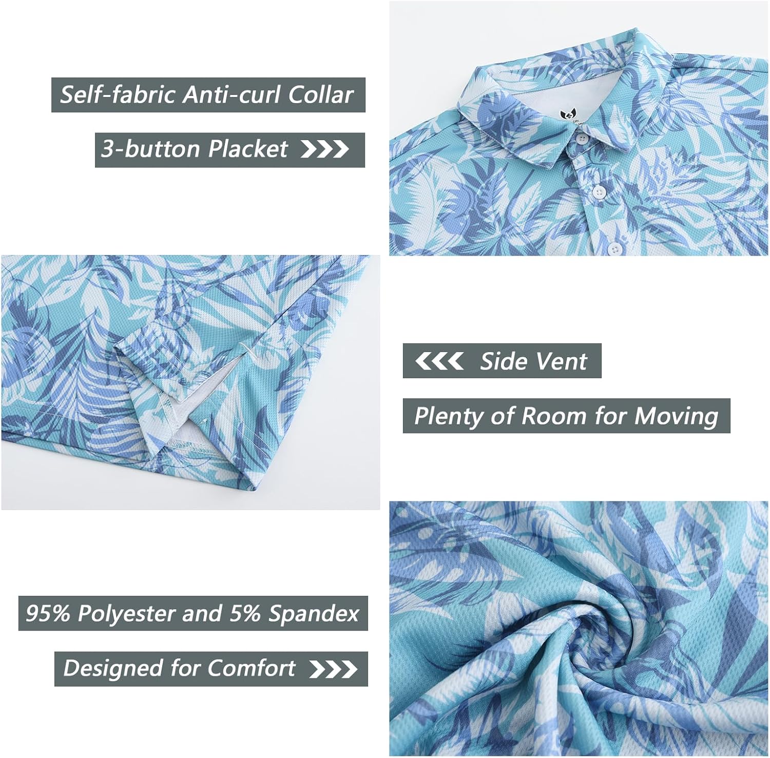 Men's Casual Short Sleeve Moisture Wicking Performance Golf Polo Contrast Color Patchwork Pique Shirts Tops