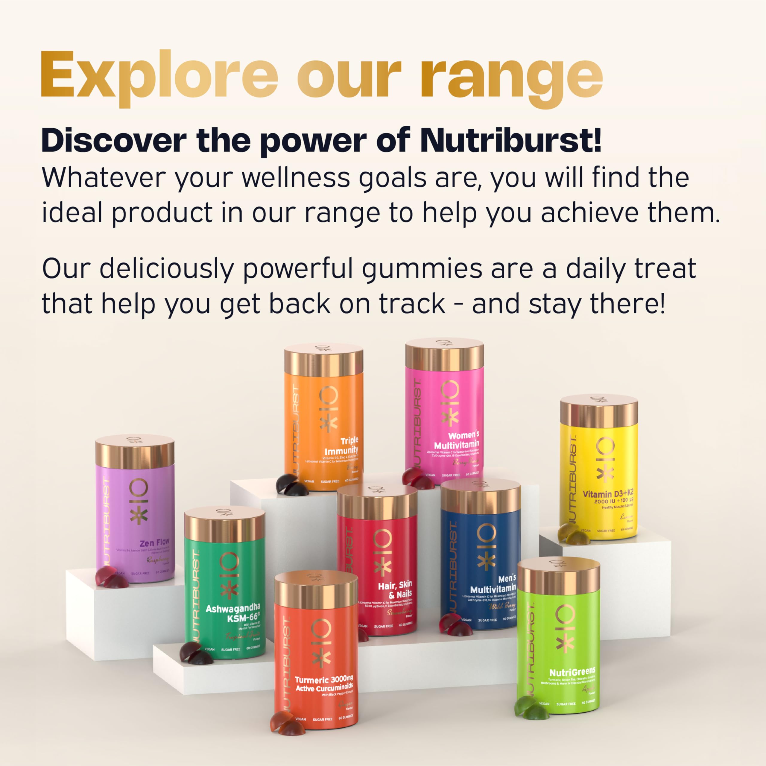 Nutriburst Vitamin D3 (200IE) + K2 (100µg) Multipack - Essentielle Nährstoffe zur Unterstützung der Knochengesundheit, Skelett- & Immunfunktion - Vegan & Zuckerfrei - 180 Zitronengummis - 3