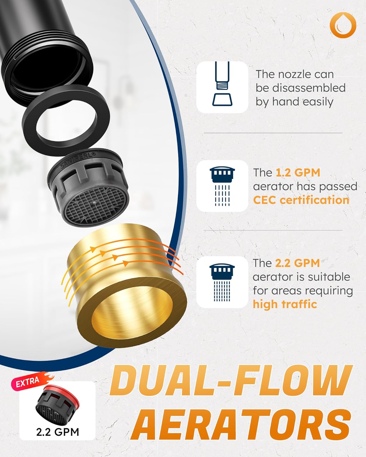 WOWOW Widespread Bathroom Faucet 3 Hole Bathroom Sink Faucet 2 Handle Vanity Faucet 8 Inch with Pop-Up Drain Black and Gold