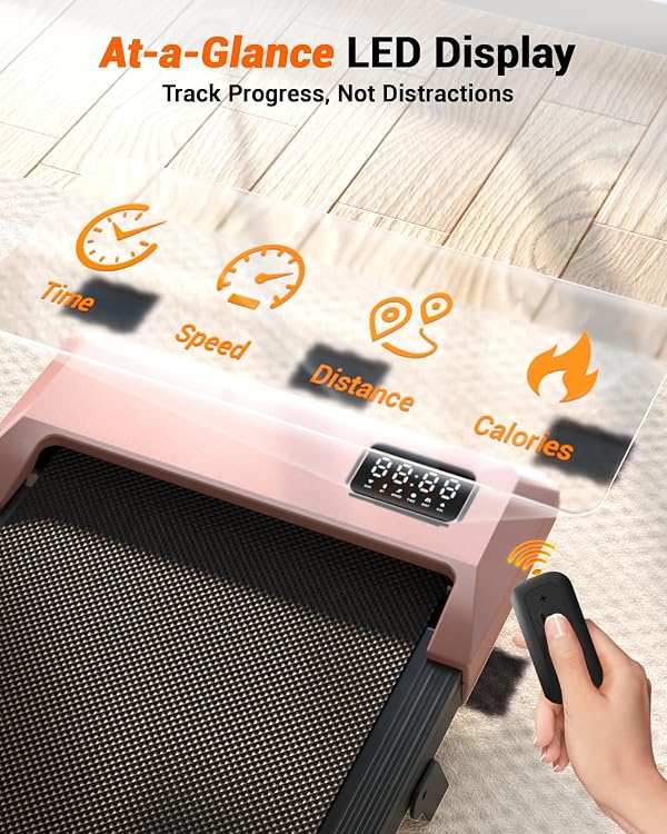 DeerRun Walking Pad, Under Desk Treadmill with Incline for Home Office 2.5HP Portable Walking Treadmill with 300 Lbs Weight Capacity Walking Machine, Remote Control, LED Display by DeerRun - Image 6