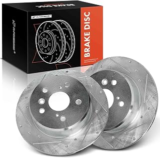 A-Premium 11.34 Inch (288.00mm) Rear Drilled and Slotted Disc Brake Rotors