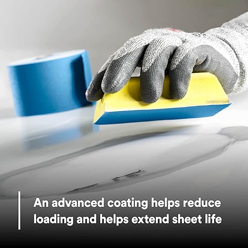 Miniatura 8 de 3M Stikit - Rollo de hoja abrasiva azul, 36225, sin agujero, 2-34 pulgadas x 45 yardas, grado 320+, papel de lija automotriz para eliminación de