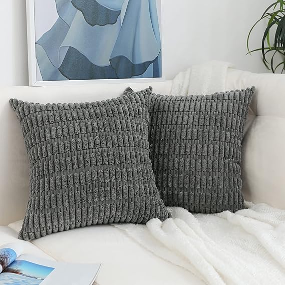 sykting Dark Grey Throw Pillow Covers 20x20 inch Soft