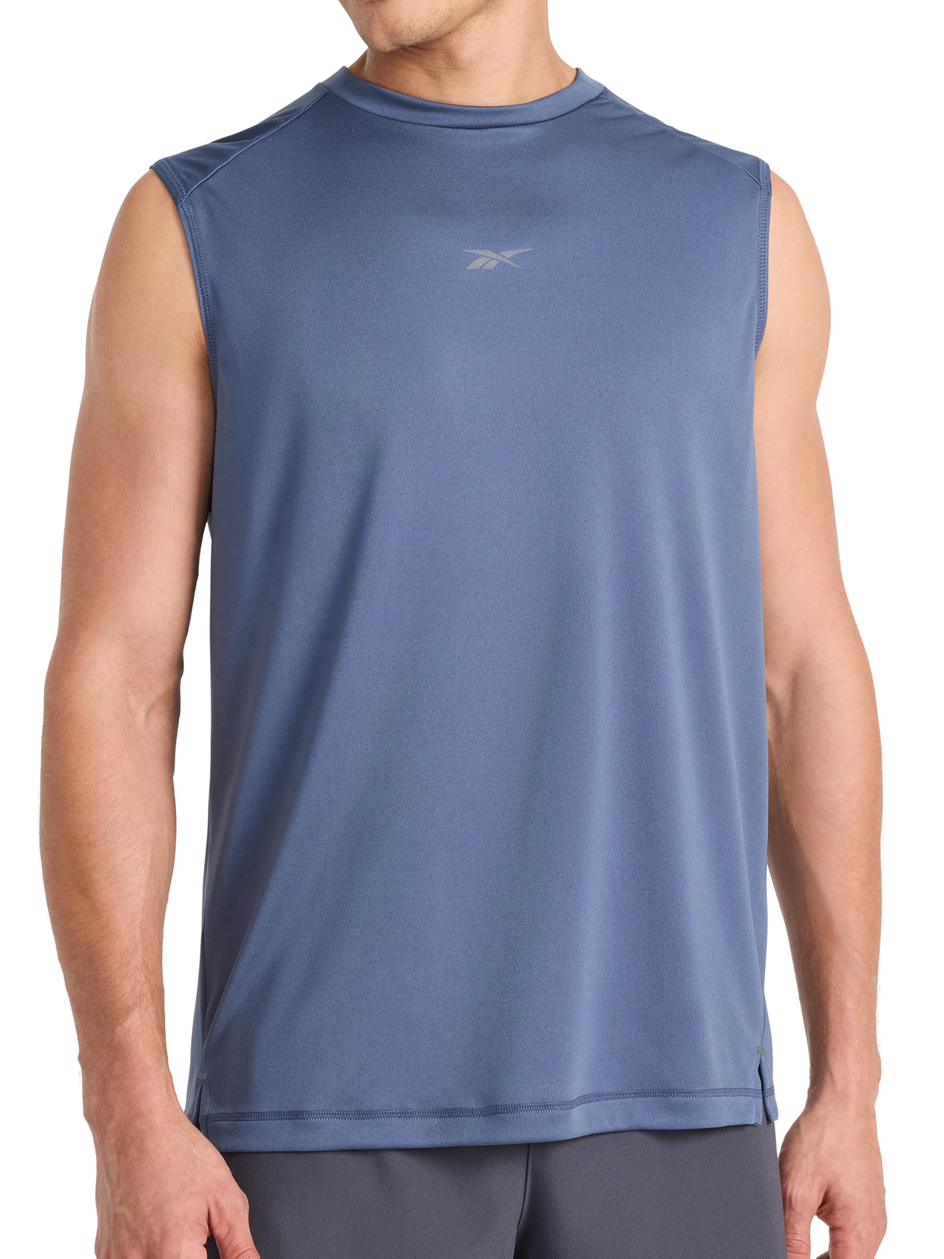 Reebok Men's Washed Indigo Apparel Warm-Up Solid Muscle Performance Crewneck Tank Top, Xl